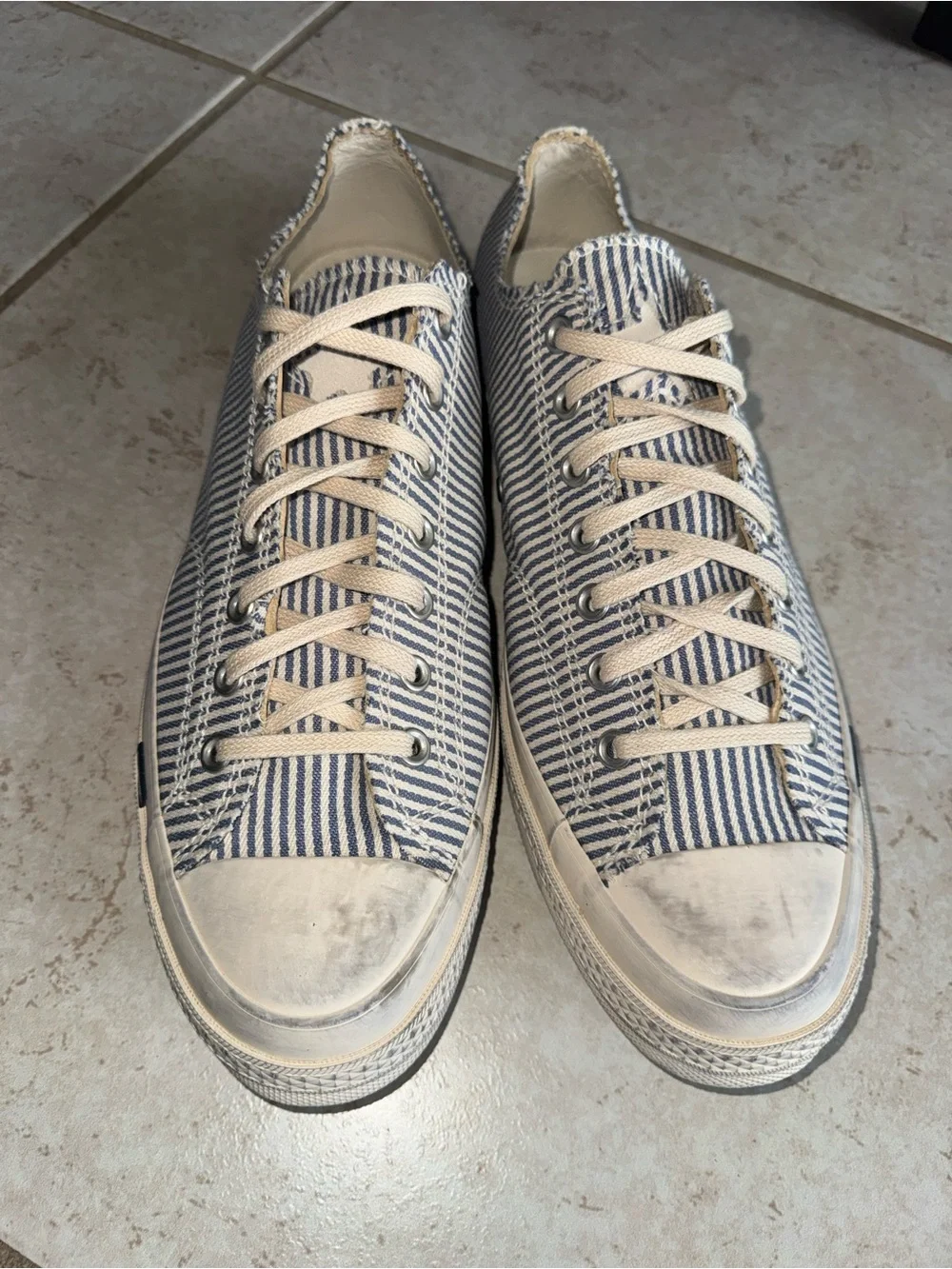 Converse Low-Top Striped Canvas Sneakers - Blue & White - Picture 9 of 9